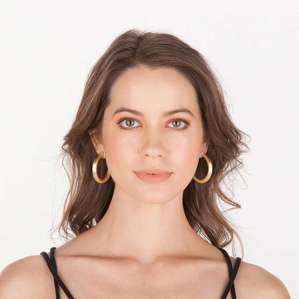 Sheila Fajl Chantal Hoop Earrings 1-3/4 Gold