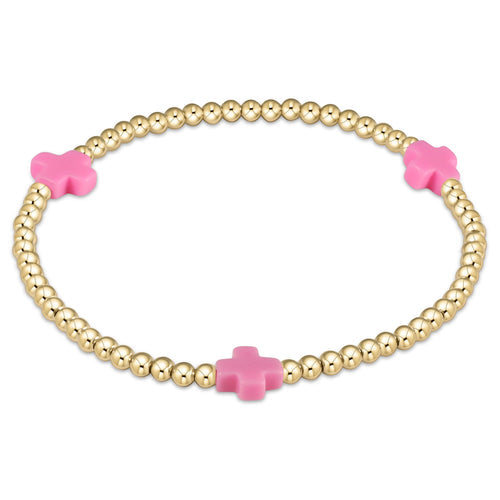 enewton Signature Cross 3 MM Bead With Pink Cross Bracelet