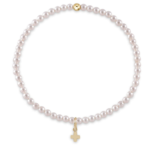 enewton Gemstone 3mm Bead Bracelet Pearl with Signature Cross