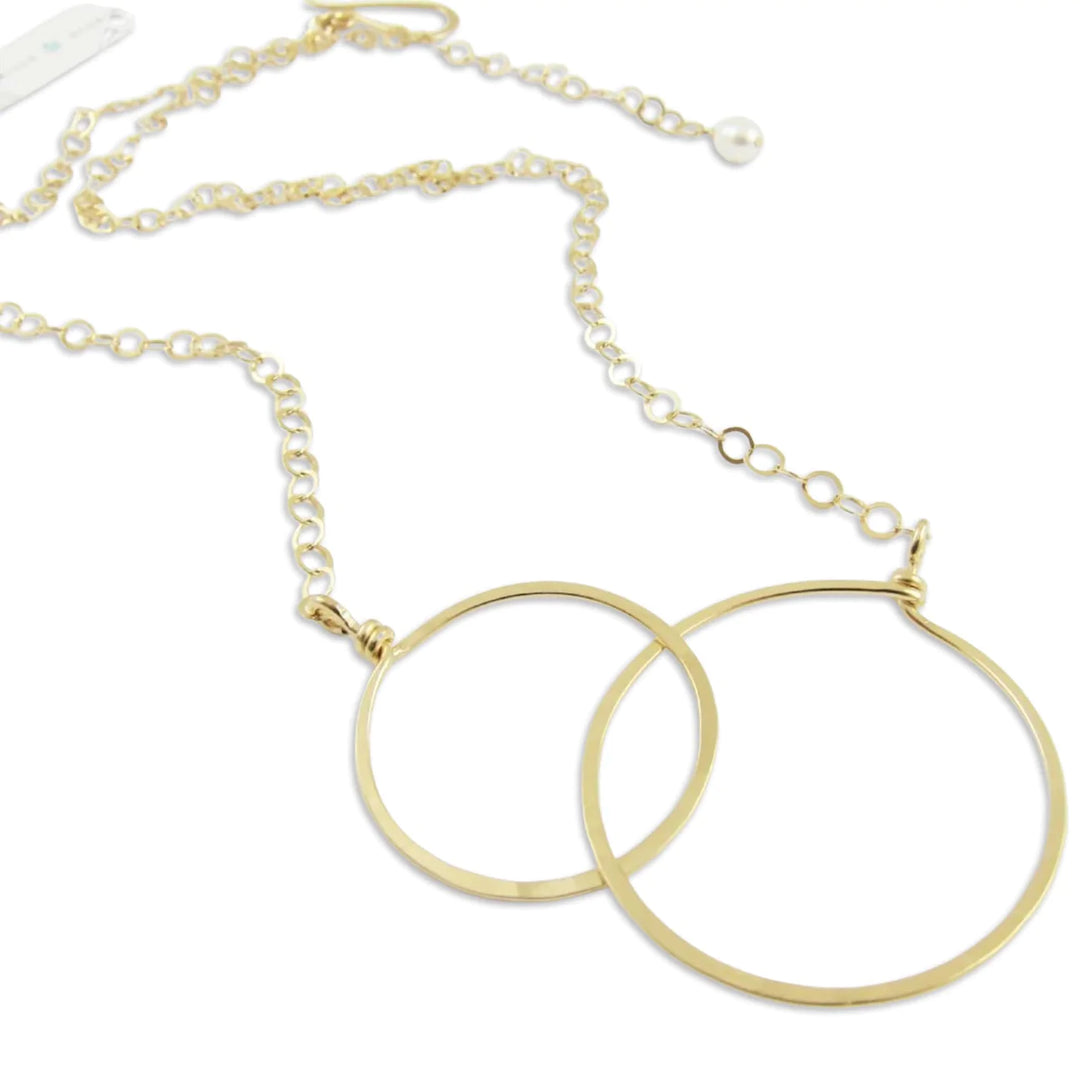 J.Mills Studio-Large Gold Forged Double Circle Necklace