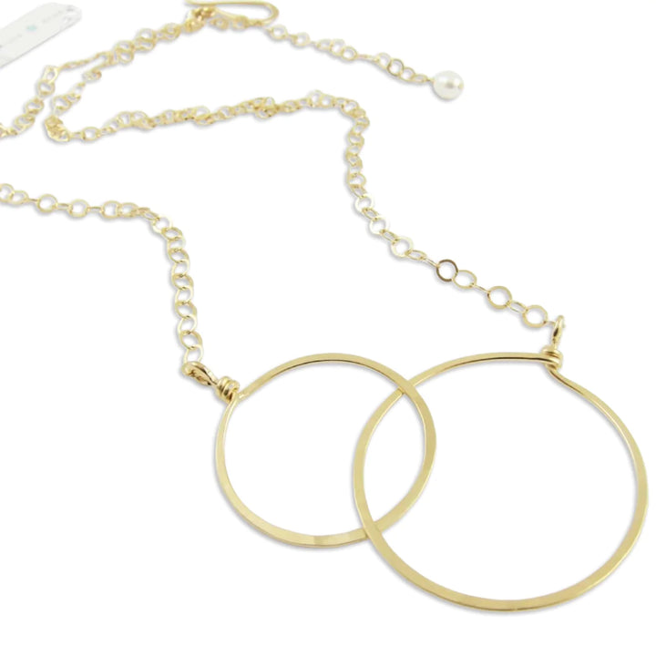 J.Mills Studio-Large Gold Forged Double Circle Necklace