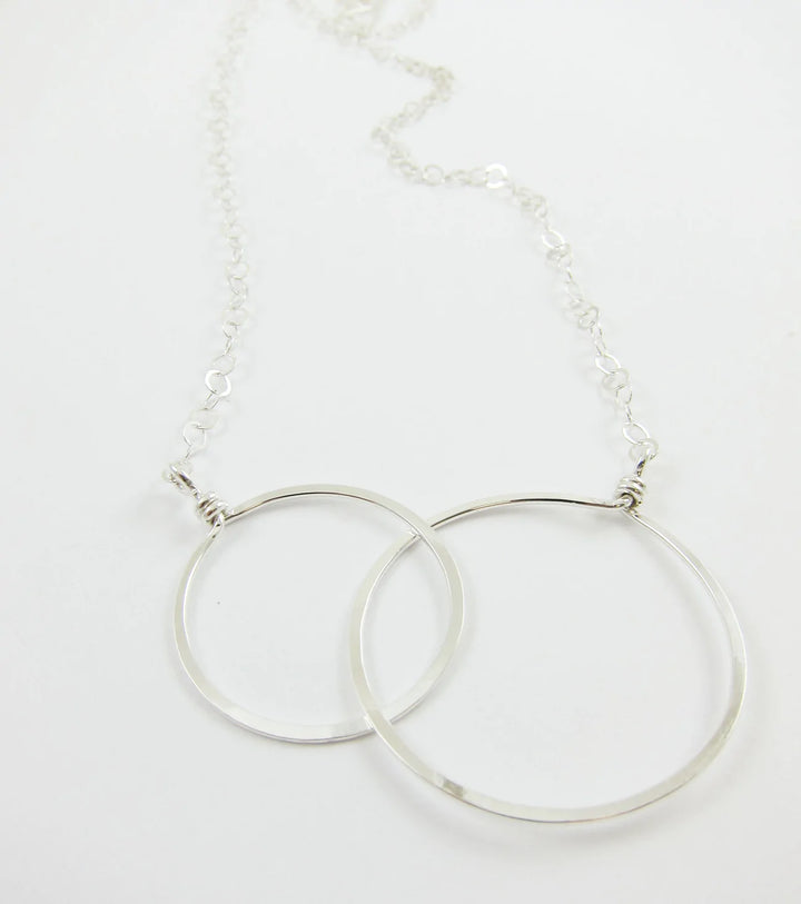 J.Mills Studio-Large Silver Forged Double Circle Necklace