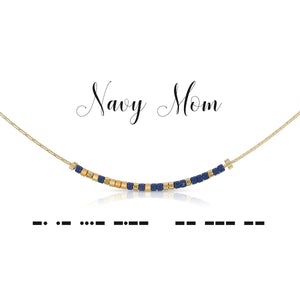 Dot and Dash Necklace Navy Mom