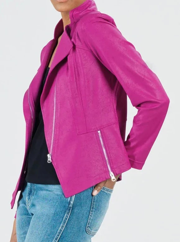 Shop Liquid Leather Jacket Magenta From Clara Sunwoo -- Scout and
