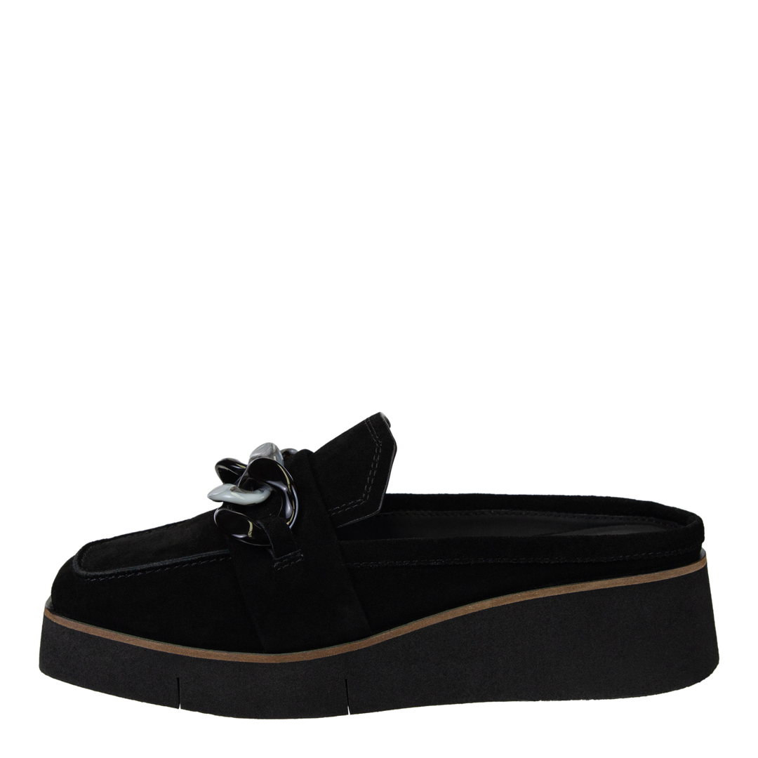 NAKED FEET - ELECT in BLACK SUEDE Platform Mules