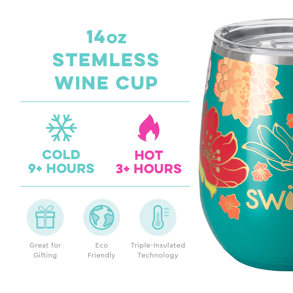 Swig 14 Oz Stemless Wine Cup Fire Poppy