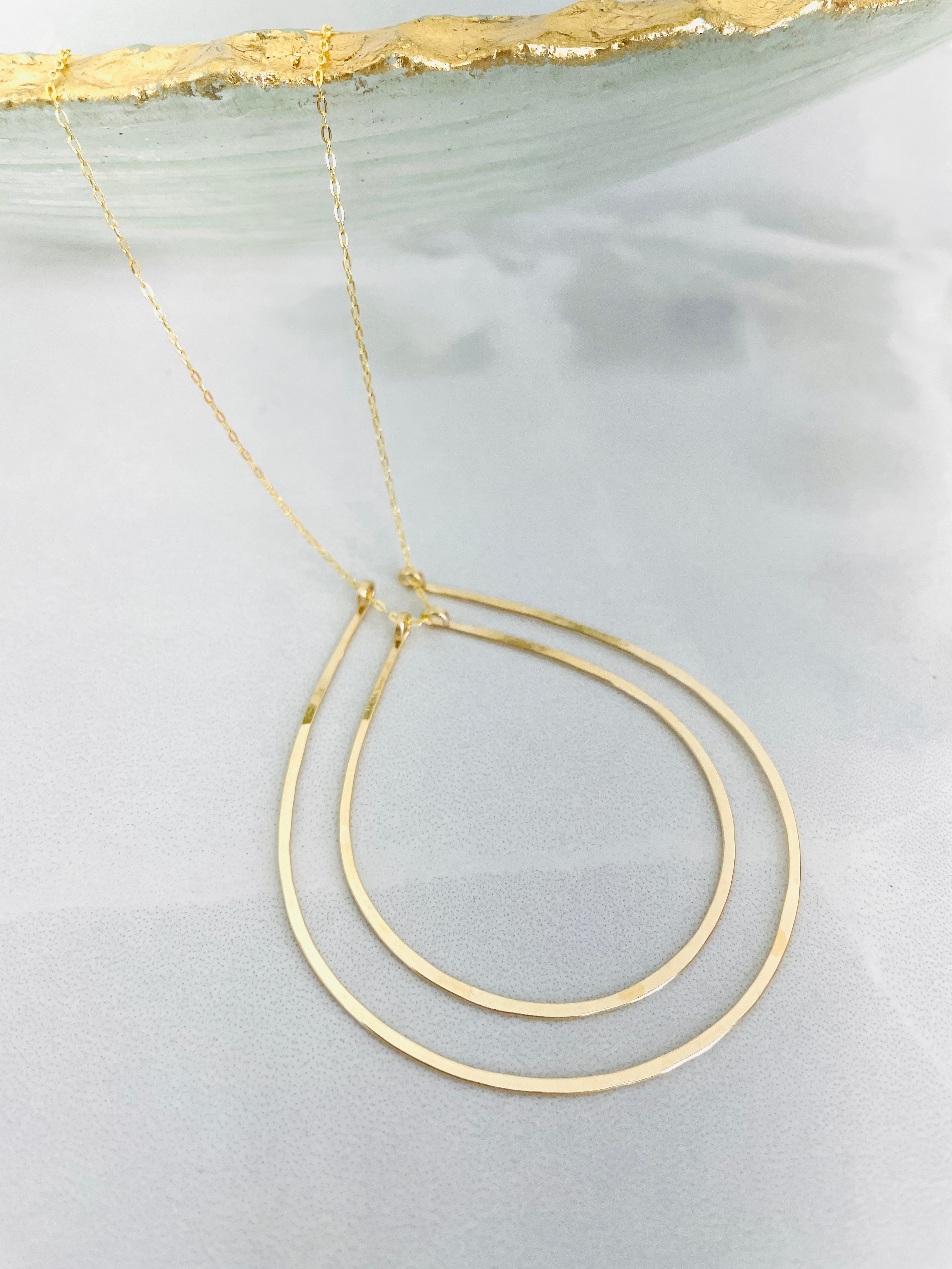 J.Mills Studio-Forged Gold Double Nested Teardrop Necklace
