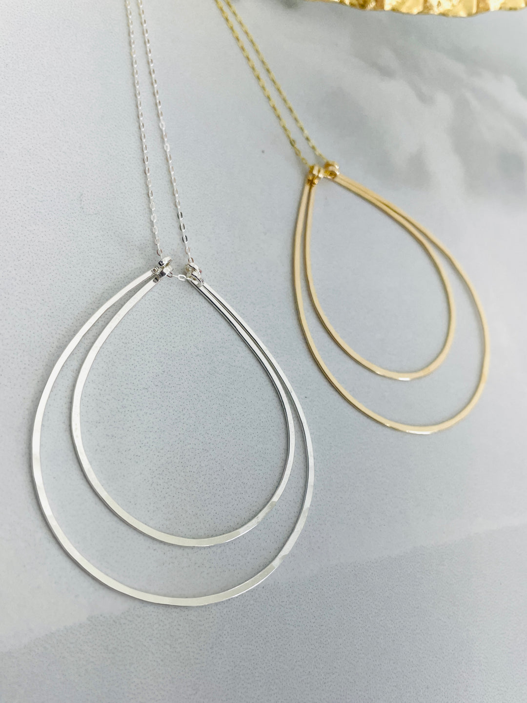 J.Mills Studio-Forged Gold Double Nested Teardrop Necklace