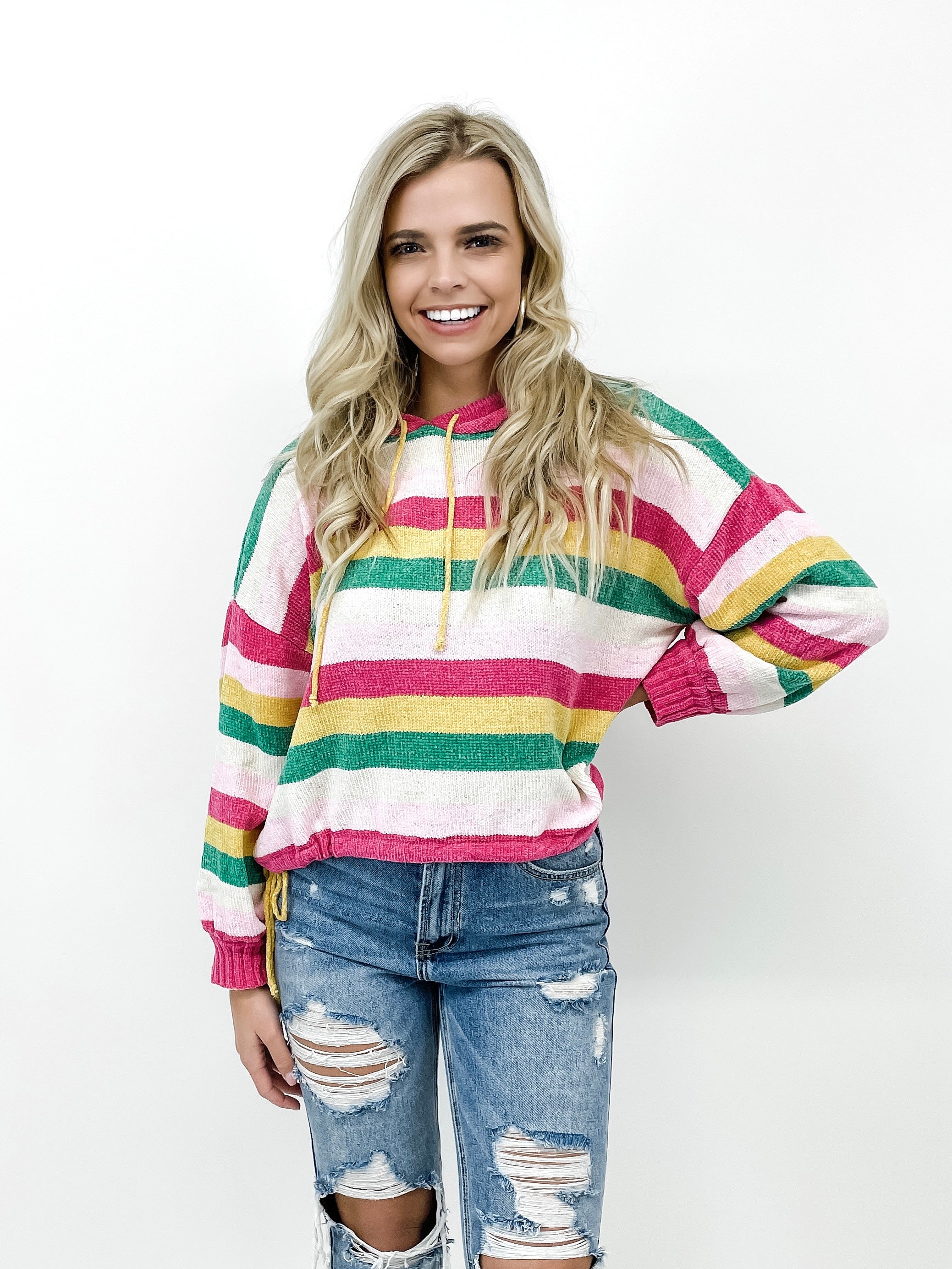 Cotton Candy Stripes Sweater-Final Sale
