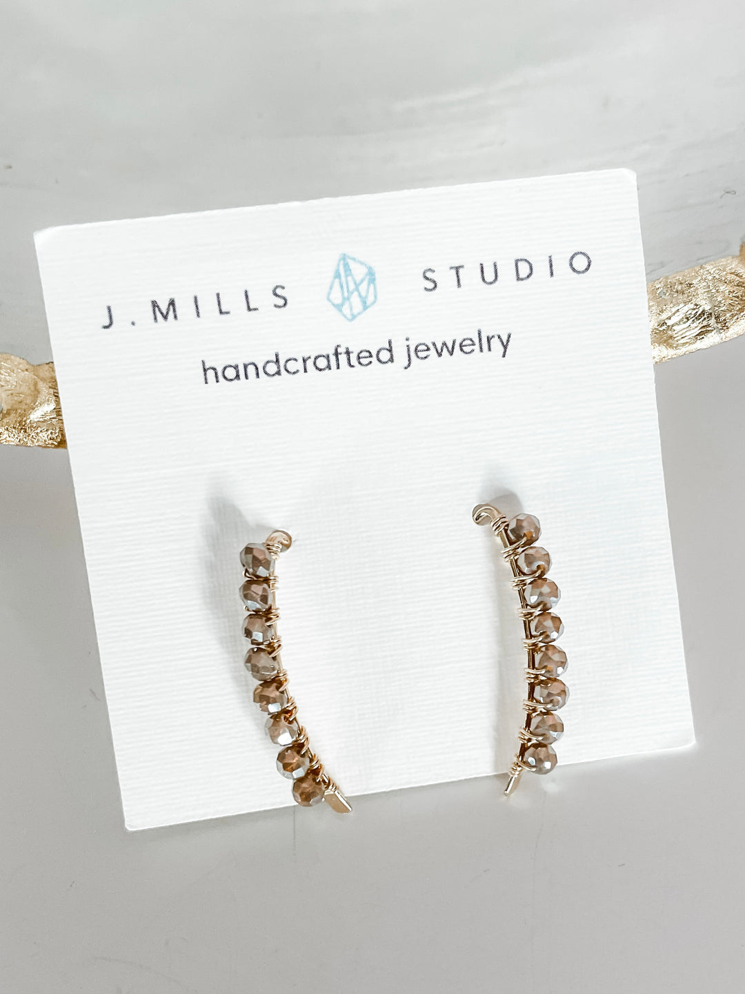 J.Mills Studio- Gold Filled 1" Bar with Mocha Earrings