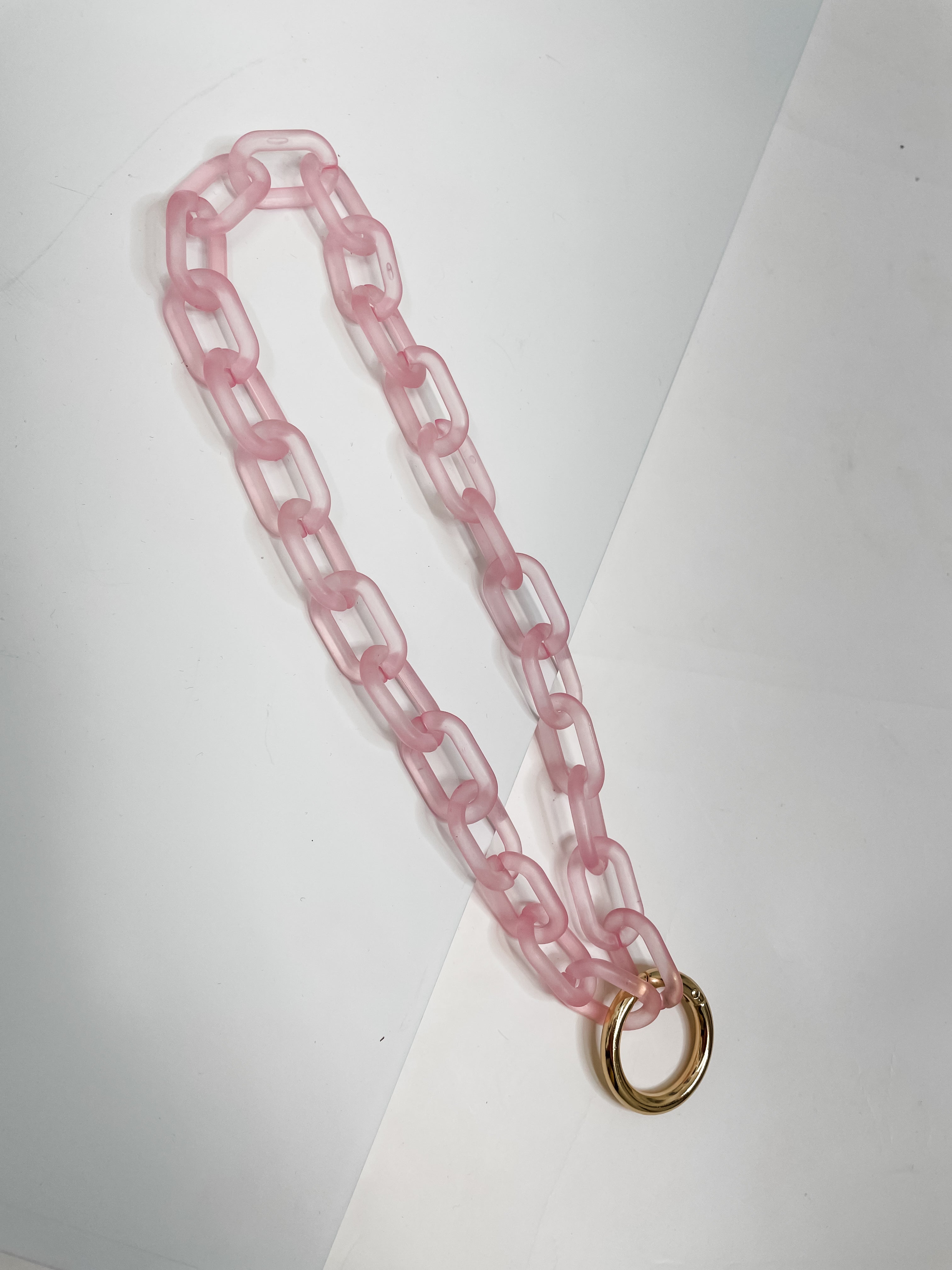 Acrylic Chain Link Necklace - Light Pink