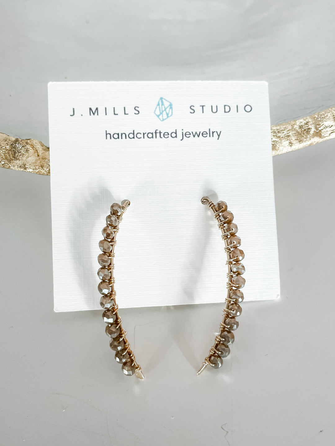 J.Mills Studio- Gold Filled 1/5" Bar with Mocha Earrings