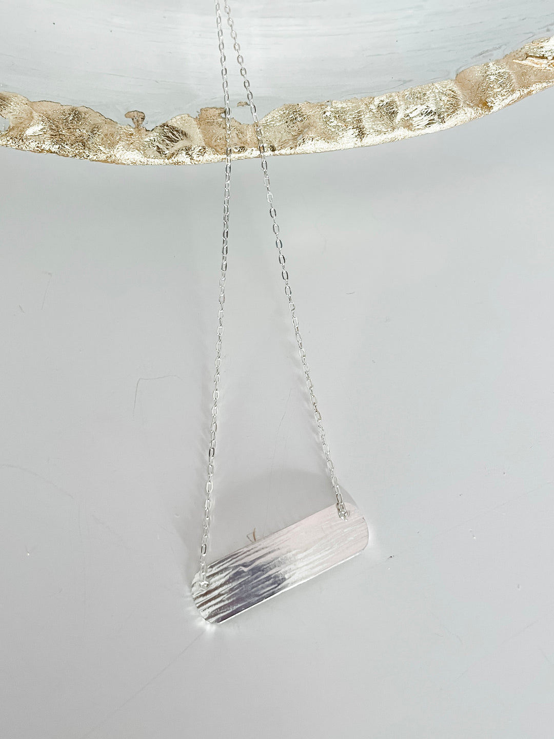 J.Mills Studio-Silver Textured Bar Necklace