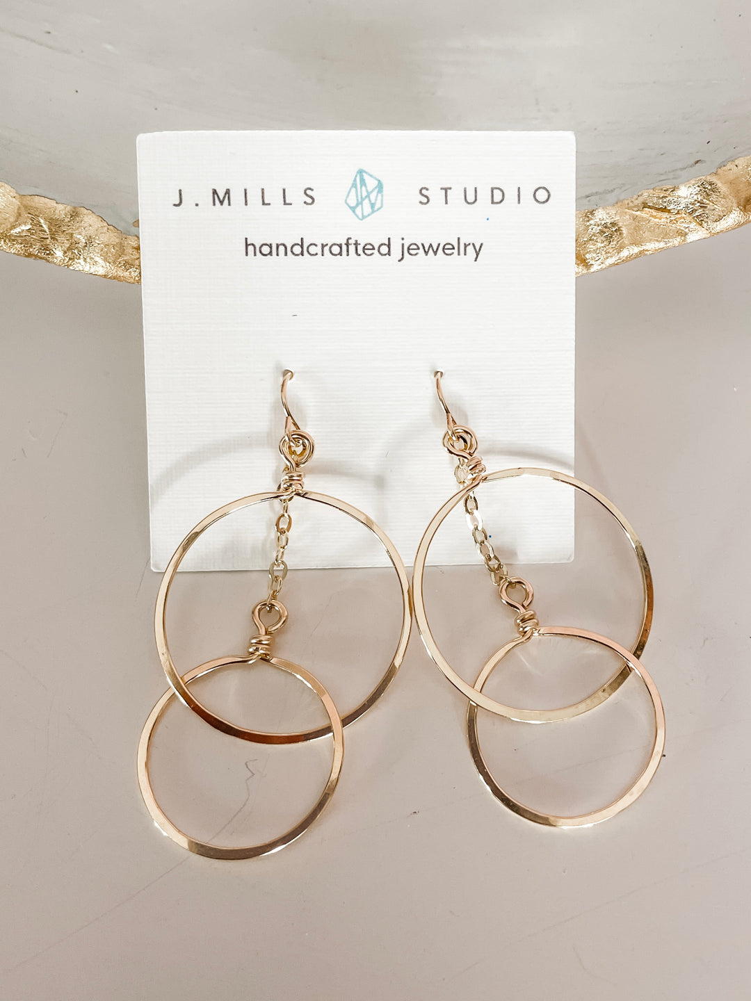 J.Mills Studio- Gold Filled Medium Double Circle Statement Earring