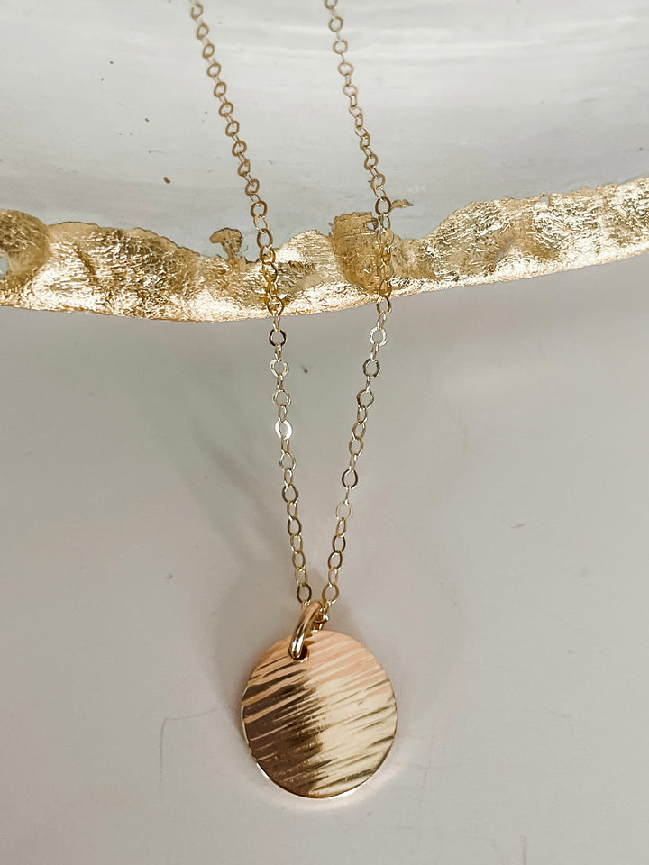 J.Mills Studio- Gold Filled Textured 1/2" Disc Necklace